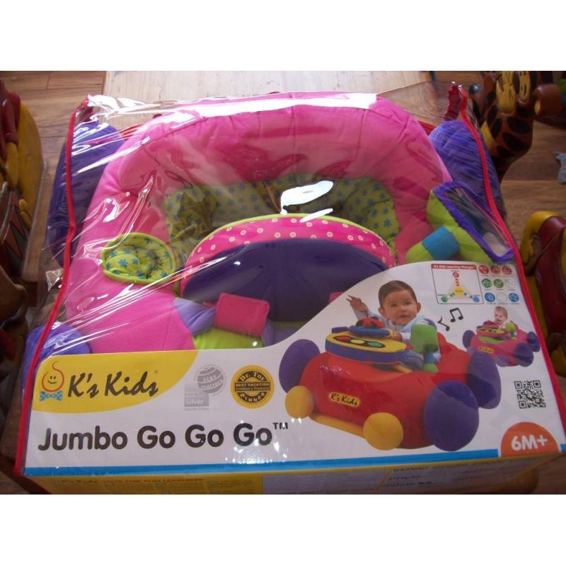 BRAND NEW K's KIDS JUMBO GO GO GO SIT ME UP SOFT CAR TOY WITH LIGHTS AND SOUNDS