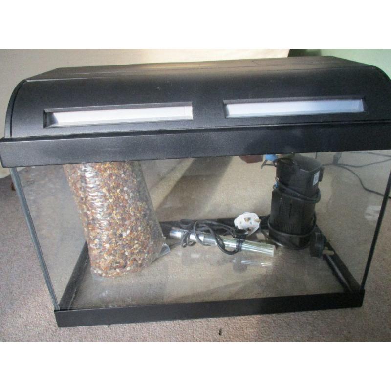 FISH TANK 38 litre with heater, filter, hood, new stones