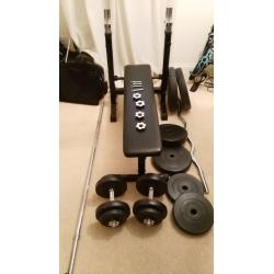 Gorilla Sports Weight Bench with 100Kg Vinyl Complete Weight Set