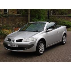 EXCELLENT CONVETIBLE! 56 REG RENAULT MEGANE 1.6 VVT DYNAMIQUE PANORAMIC SUNROOF 1 YEAR MOT WARRANTY