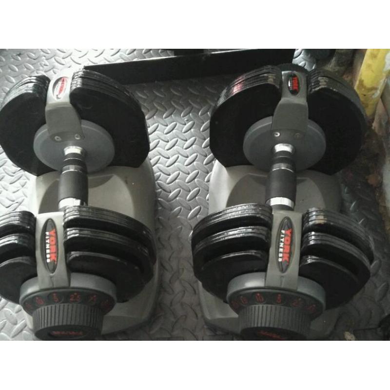 York adjustable dumbells 2.5-17.5kg