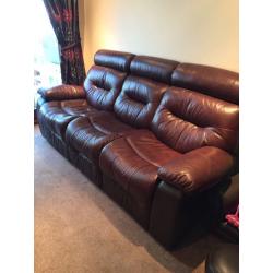 Brown Leather 3 Seater Recliner