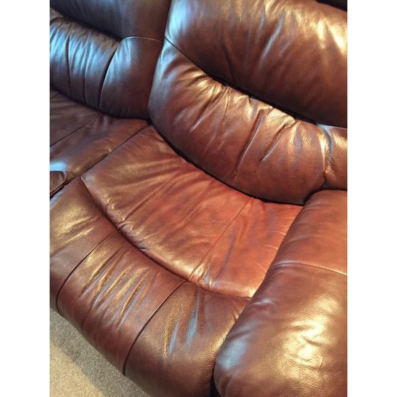 Brown Leather 3 Seater Recliner