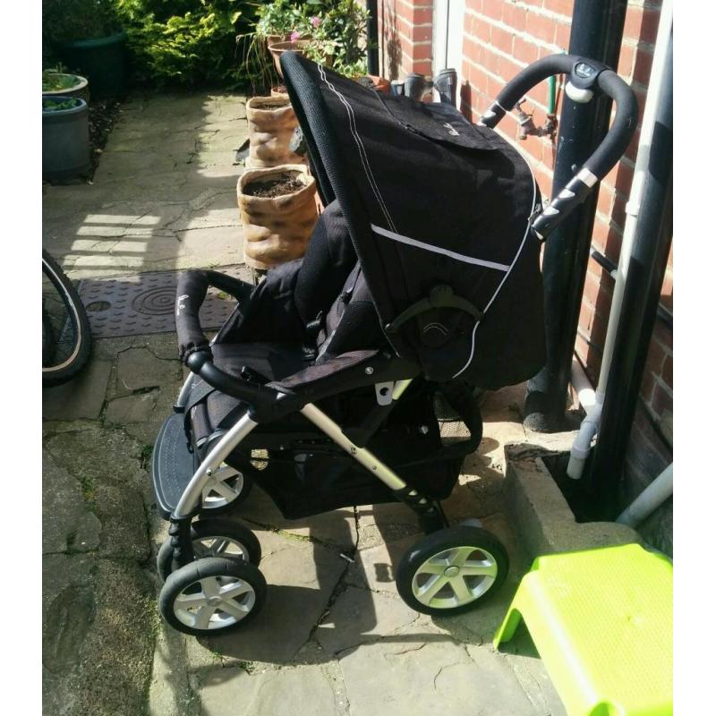 Black silver cross pram