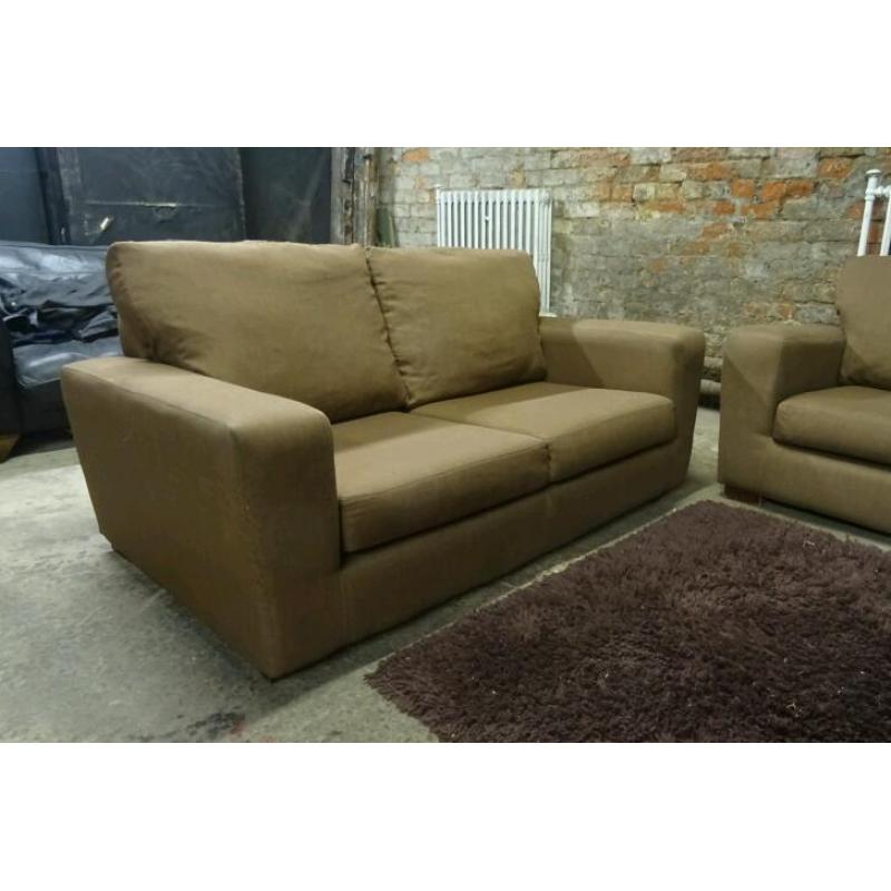 Brown Fabric 3+2 Seater Sofas in Good Condition