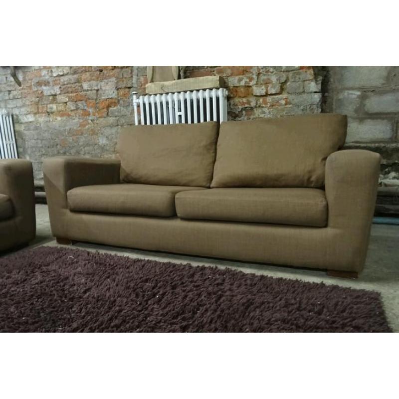 Brown Fabric 3+2 Seater Sofas in Good Condition