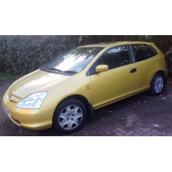 Honda Civic, 2002, 2 Door, Manual, Gold, Low mileage, Efficient runner