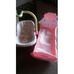 Baby Annabelle Girls Toy Bed and Carry Cot