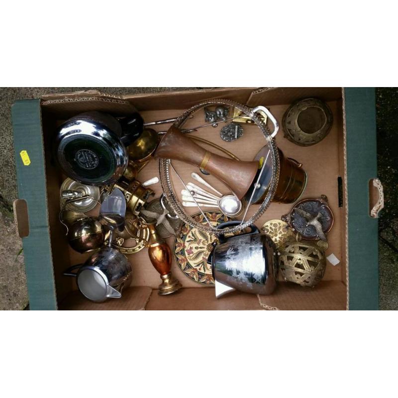 Large lot of brass, copper, silver plate etc.