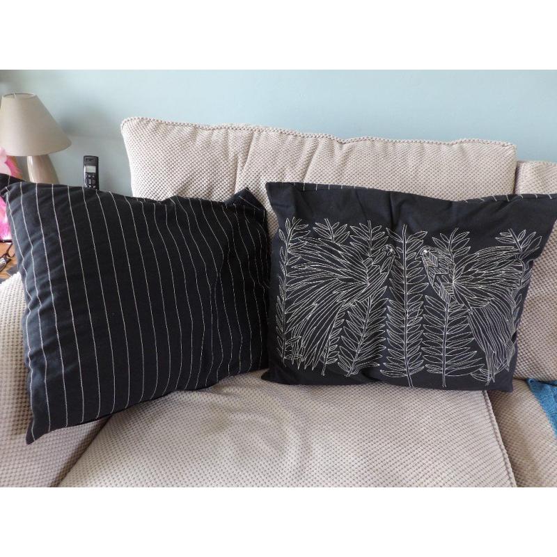 2 large IKEA reversible cushions (black & white)