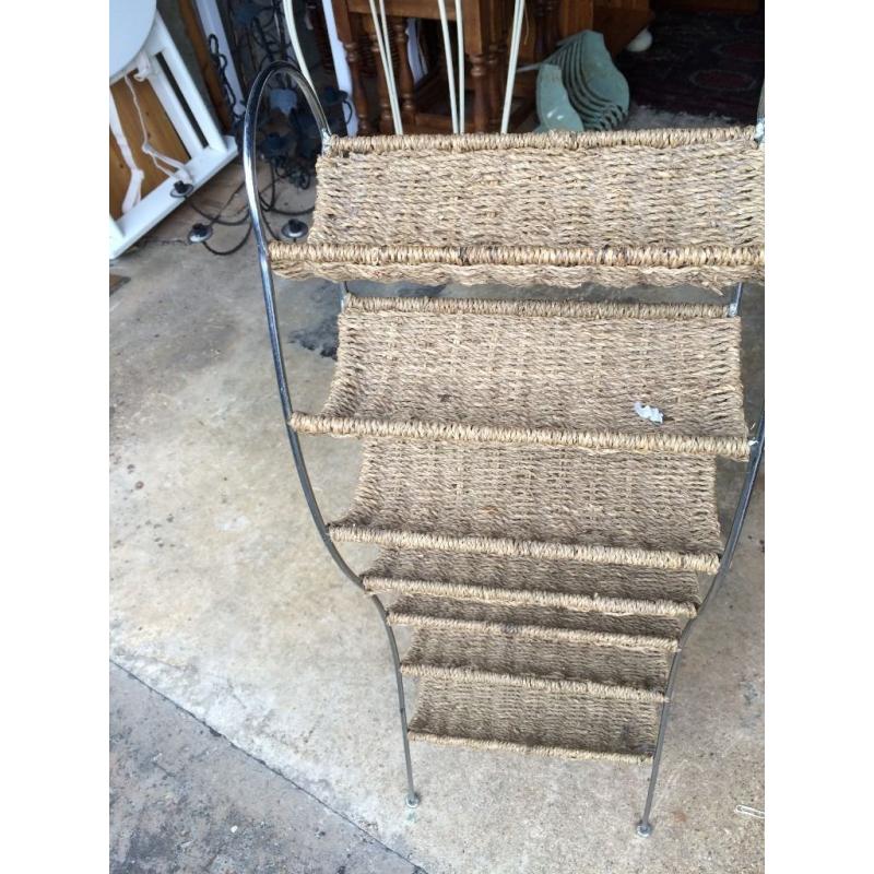 Wicker and Metal Wine Rack