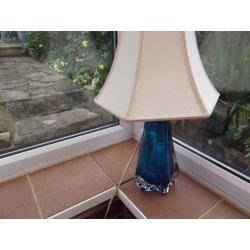 Vintage blue glass lamp