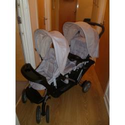 Graco stadium duo tandem travel system (biscuit) with Graco raincover