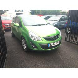 Vauxhall Corsa 1.2 Petrol 2012 Green Hatchback Low Mileage 12 Months MOT 3 Door