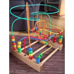 Wooden Bead Maze Bead roller coaster Large Tall H43xW38xD30cm Abacus Motor Training Counting Educat