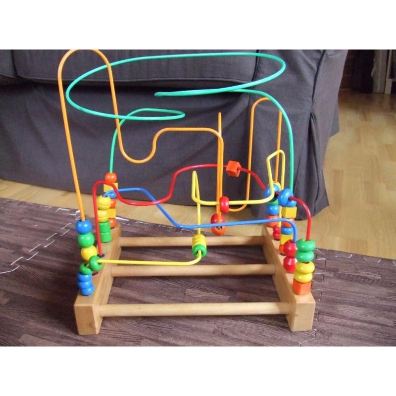 Wooden Bead Maze Bead roller coaster Large Tall H43xW38xD30cm Abacus Motor Training Counting Educat