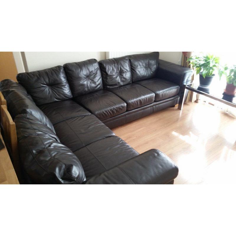 Brown Leather Corner Sofa