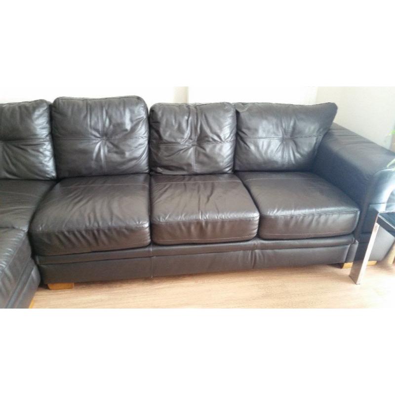 Brown Leather Corner Sofa