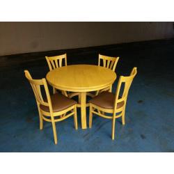 Solid oak round dining table + 4 matching chairs (item 2)