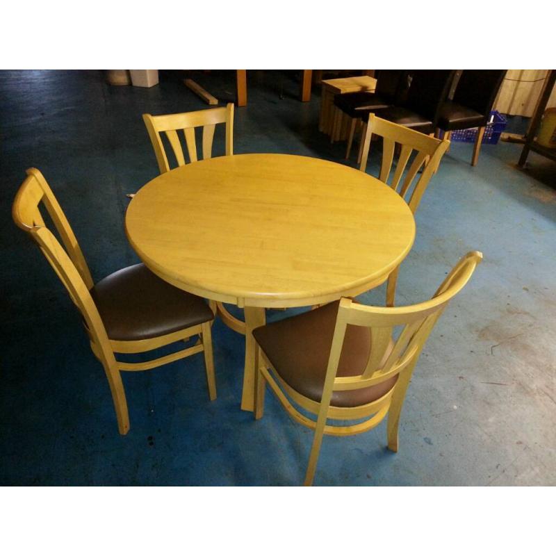 Solid oak round dining table + 4 matching chairs (item 2)