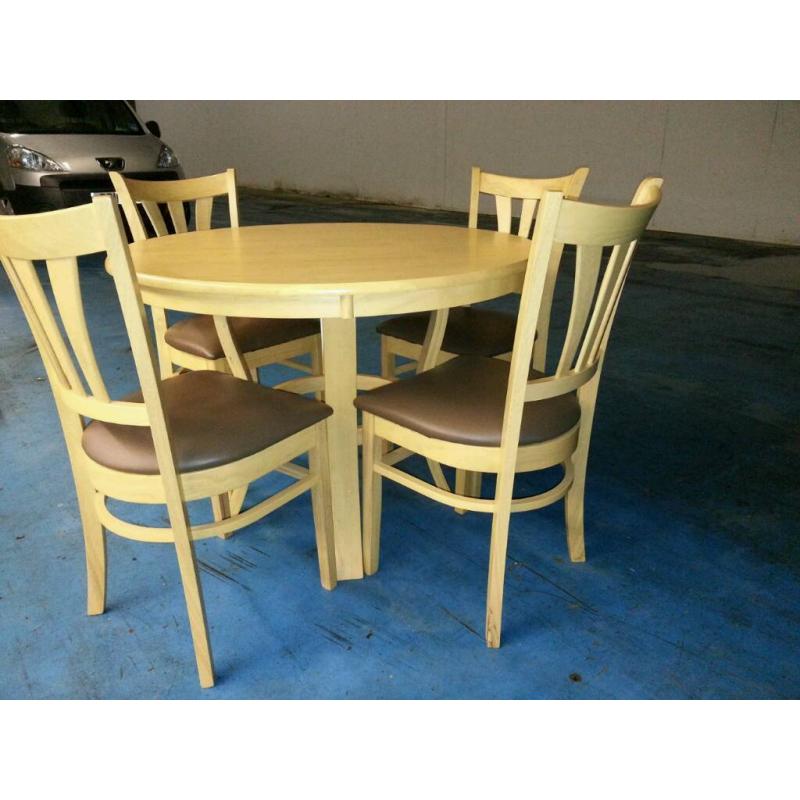 Solid oak round dining table + 4 matching chairs (item 2)