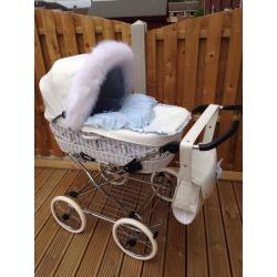 Boys wicker pram inc parasol