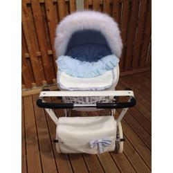 Boys wicker pram inc parasol