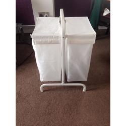 2 section laundry hamper/basket with removable bags