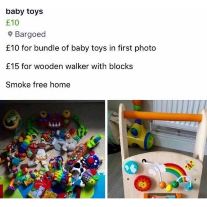 Wooden baby walker & blocks