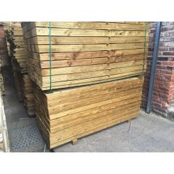 PRESSURE TREATED WOODEN/TIMBER FEATHER EDGE FENCING PIECES = BOARDS = PANELS