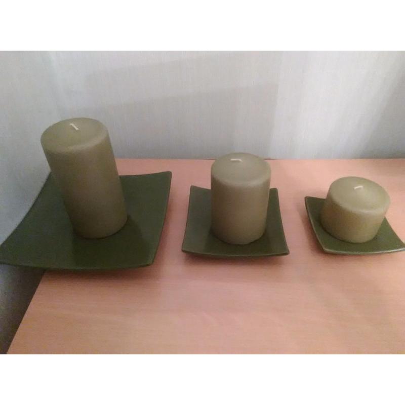 Candles plus holders set of 3