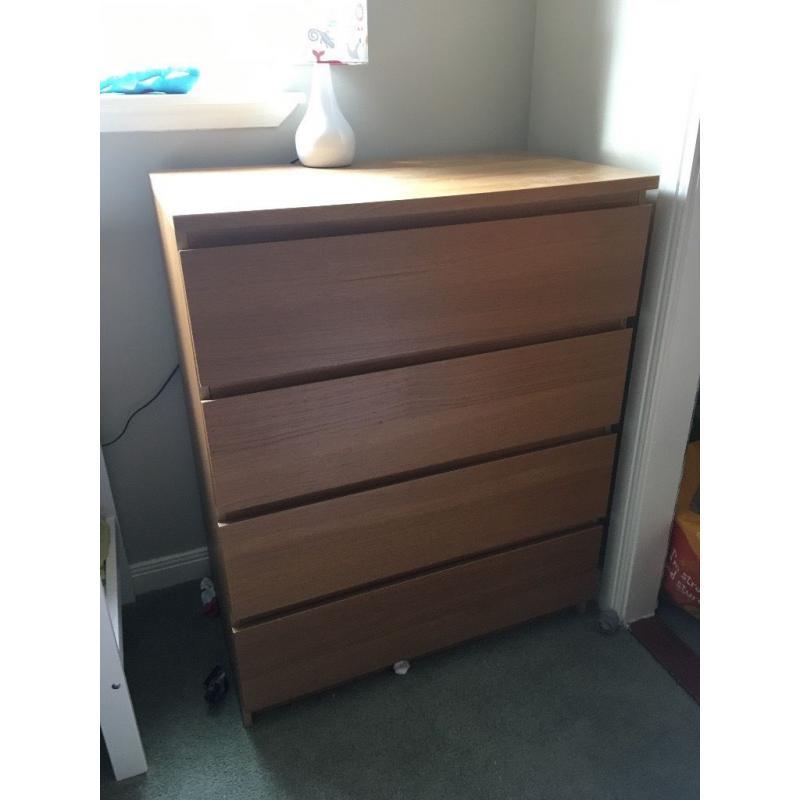 IKEA Malm chest of drawers (oak veneer, 4 drawers)