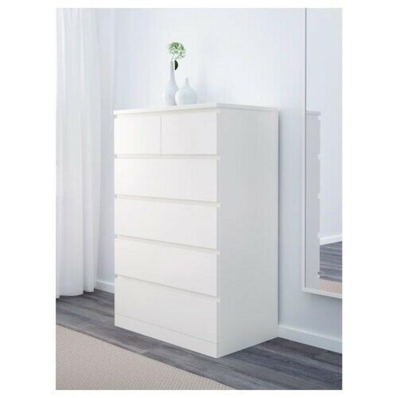 IKEA MALM White Chest of 6 Drawers Bedroom Furniture Storage