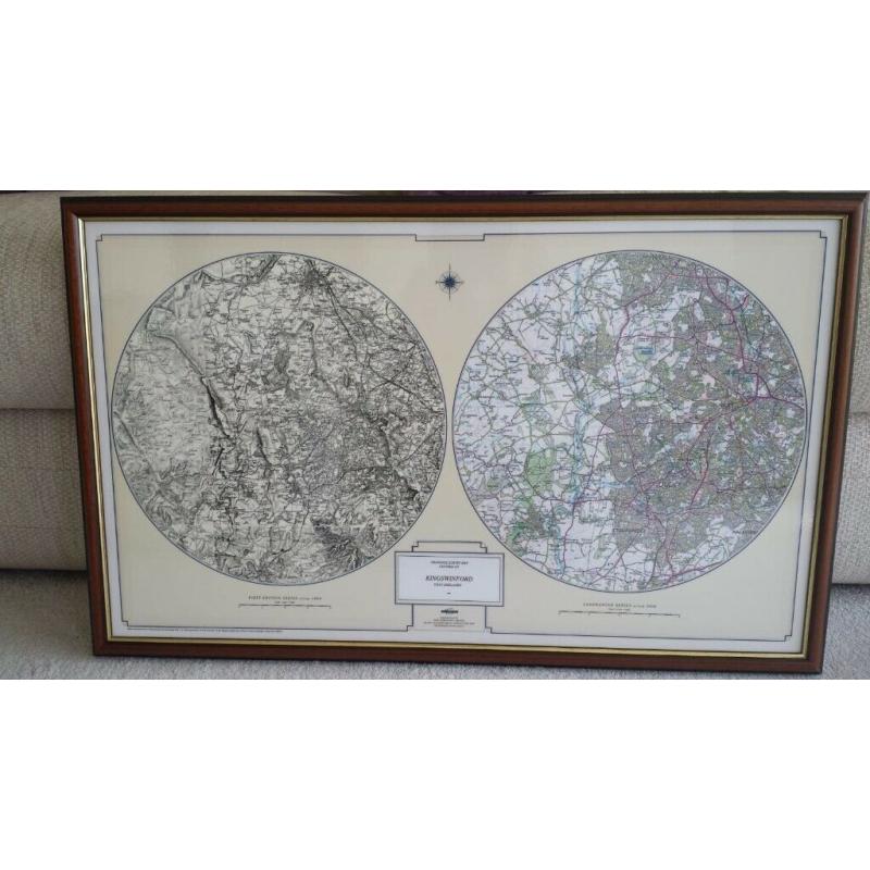 Framed Ordnance Survey Map Kingswinford