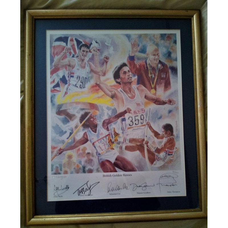 Westminster; British Golden Heroes; Sports signed framed print.ltd ed 36/500