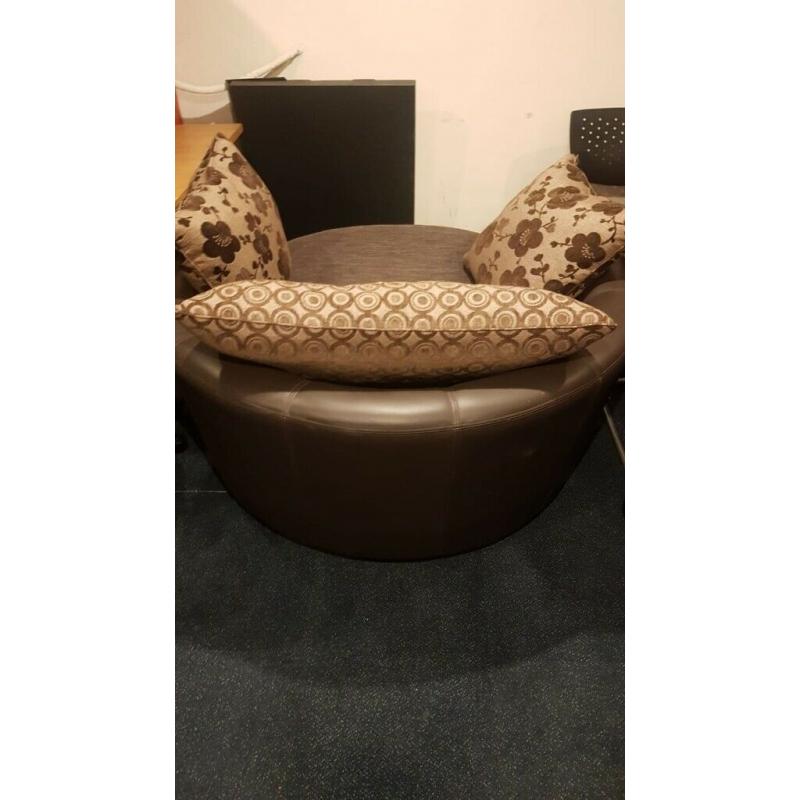 Oversized 2 persons Swivel Leather Sofa Fully Rotational